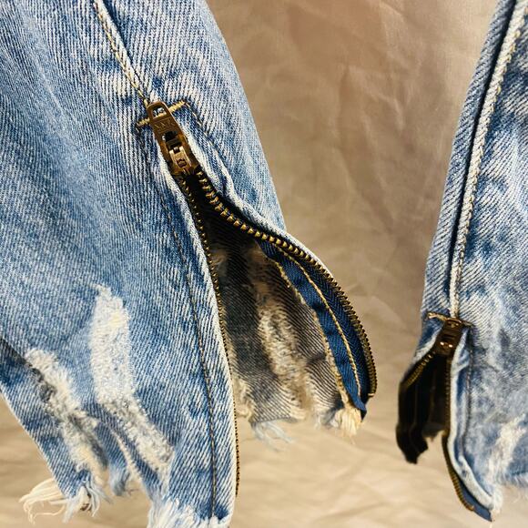 One x One Teaspoon Freebird High Rise Distressed Ankle Zip Medium‎ Wash Size 27 - Picture 8 of 10
